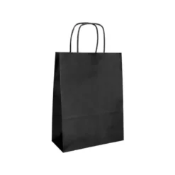 BOLSA PAPEL Q-CONNECT CELULOSA NEGRO S CON ASA RETORCIDA 240X320X10 MM