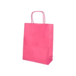 BOLSA PAPEL Q-CONNECT CELULOSA ROSA S CON ASA RETORCIDA 240X320X10 MM