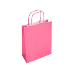 BOLSA PAPEL Q-CONNECT CELULOSA ROSA S CON ASA RETORCIDA 240X320X10 MM