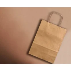 BOLSA PAPEL Q-CONNECT KRAFT NATURAL LISO XS CON ASA RETORCIDA 180X240X80 MM