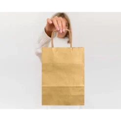 BOLSA PAPEL Q-CONNECT KRAFT ORO XS CON ASA RETORCIDA 180X240X80 MM