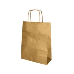 BOLSA PAPEL Q-CONNECT KRAFT ORO L CON ASA RETORCIDA 320X400X14 MM