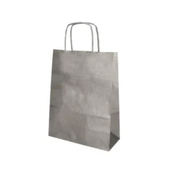 BOLSA PAPEL Q-CONNECT KRAFT PLATA XS CON ASA RETORCIDA 180X240X80 MM