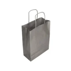 BOLSA PAPEL Q-CONNECT KRAFT PLATA XS CON ASA RETORCIDA 180X240X80 MM