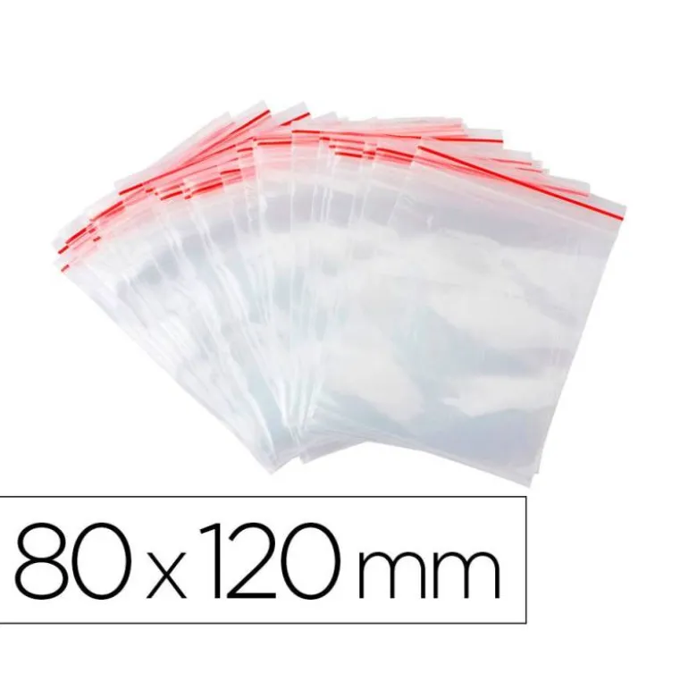 BOLSA PLASTICO AUTOCIERRE Q-CONNECT 80X120 MM PAQUETE DE 100 UNIDADES