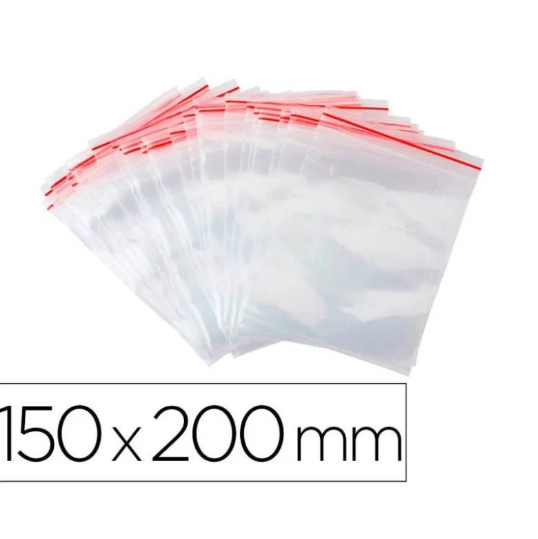 BOLSA PLASTICO AUTOCIERRE Q-CONNECT 150X200 MM PAQUETE DE 100 UNIDADES