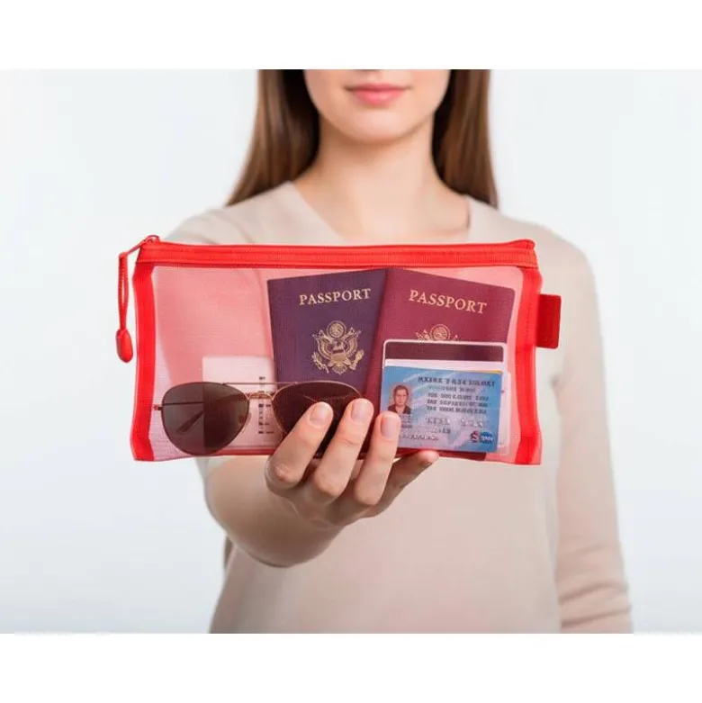 BOLSA ZIPPER BAG LIDERPAPEL POLIESTER TRANSPIRABLE MULTIUSOS TICKET 230X115 MM ROJO