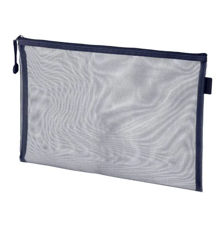 BOLSA ZIPPER BAG LIDERPAPEL POLIESTER TRANSPIRABLE MULTIUSOS DIN A4 AZUL MARINO