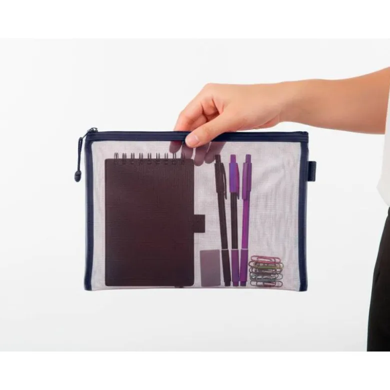 BOLSA ZIPPER BAG LIDERPAPEL POLIESTER TRANSPIRABLE MULTIUSOS DIN A5 AZUL MARINO