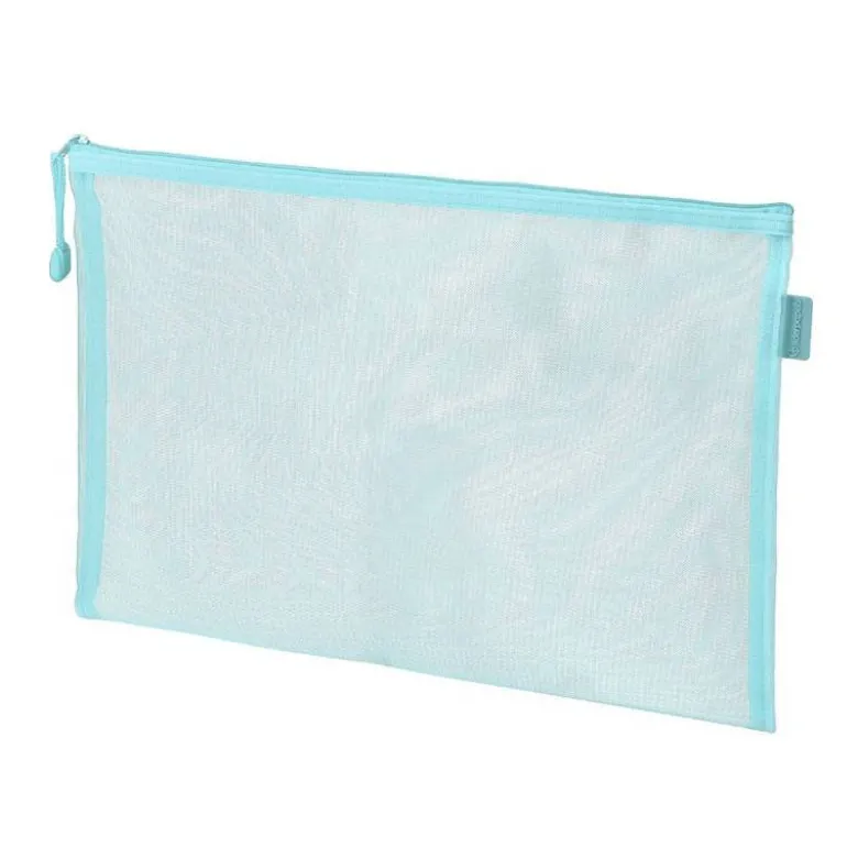 BOLSA ZIPPER BAG LIDERPAPEL POLIESTER TRANSPIRABLE MULTIUSOS DIN A4 AZUL PASTEL
