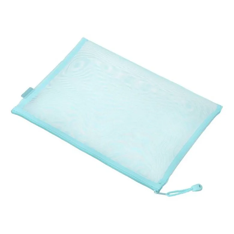 BOLSA ZIPPER BAG LIDERPAPEL POLIESTER TRANSPIRABLE MULTIUSOS DIN A4 AZUL PASTEL