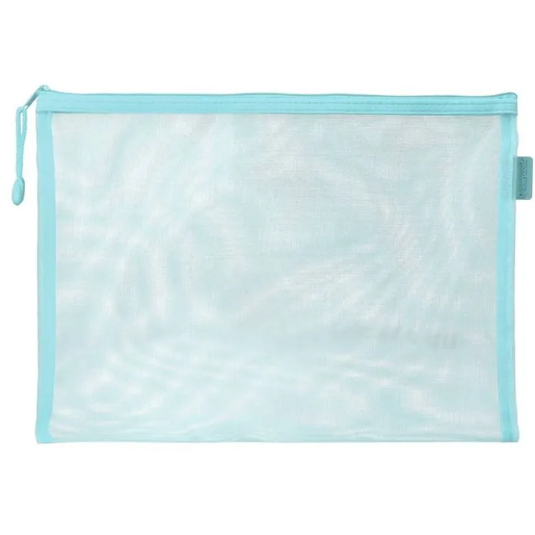BOLSA ZIPPER BAG LIDERPAPEL POLIESTER TRANSPIRABLE MULTIUSOS DIN A4 AZUL PASTEL
