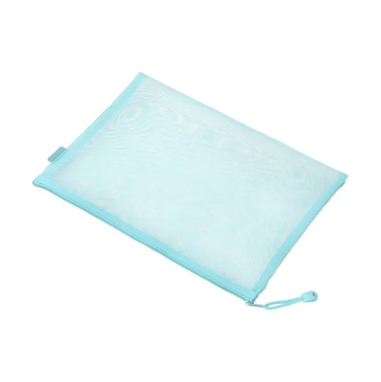 BOLSA ZIPPER BAG LIDERPAPEL POLIESTER TRANSPIRABLE MULTIUSOS DIN A5 AZUL PASTEL