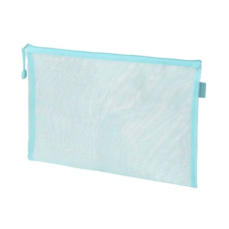 BOLSA ZIPPER BAG LIDERPAPEL POLIESTER TRANSPIRABLE MULTIUSOS DIN A5 AZUL PASTEL