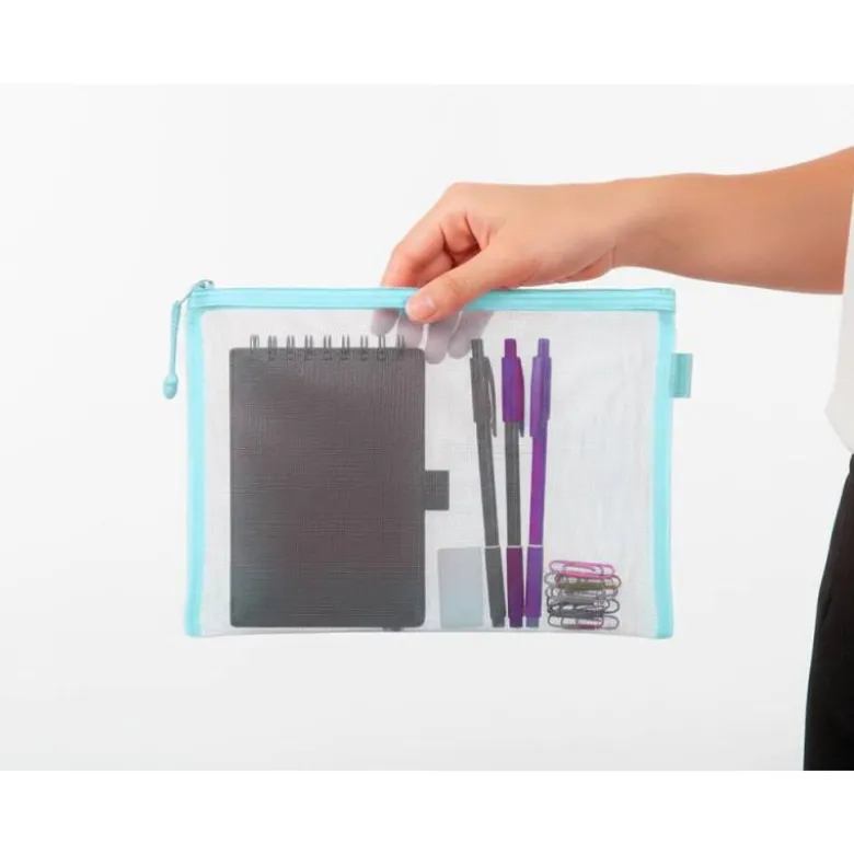 BOLSA ZIPPER BAG LIDERPAPEL POLIESTER TRANSPIRABLE MULTIUSOS DIN A5 AZUL PASTEL