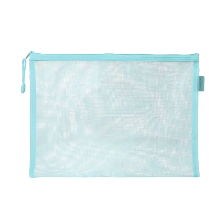 BOLSA ZIPPER BAG LIDERPAPEL POLIESTER TRANSPIRABLE MULTIUSOS DIN A5 AZUL PASTEL