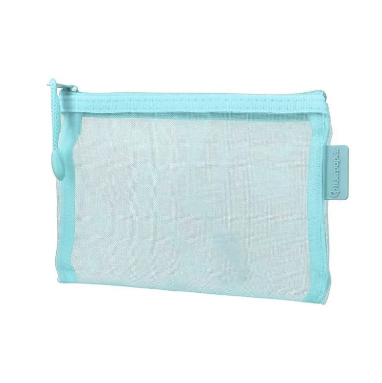 BOLSA ZIPPER BAG LIDERPAPEL POLIESTER TRANSPIRABLE MULTIUSOS DIN A6 AZUL PASTEL