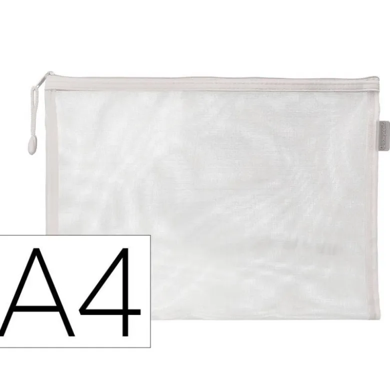 BOLSA ZIPPER BAG LIDERPAPEL POLIESTER TRANSPIRABLE MULTIUSOS DIN A4 BLANCO