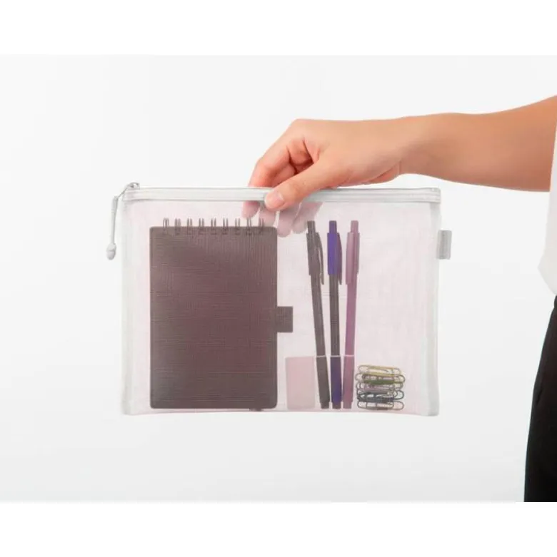 BOLSA ZIPPER BAG LIDERPAPEL POLIESTER TRANSPIRABLE MULTIUSOS DIN A5 BLANCO