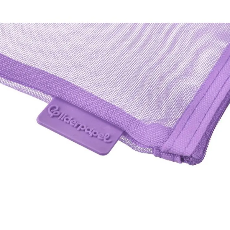 BOLSA ZIPPER BAG LIDERPAPEL POLIESTER TRANSPIRABLE MULTIUSOS DIN A5 MORADO PASTEL
