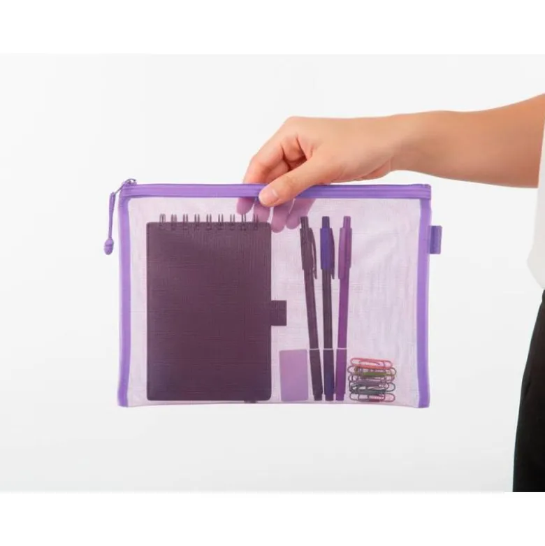 BOLSA ZIPPER BAG LIDERPAPEL POLIESTER TRANSPIRABLE MULTIUSOS DIN A5 MORADO PASTEL
