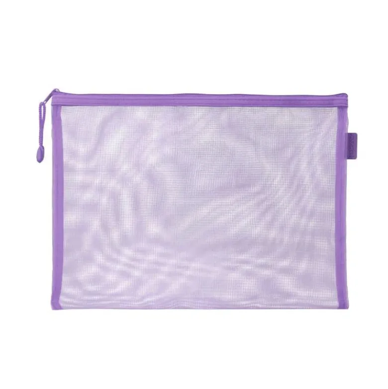 BOLSA ZIPPER BAG LIDERPAPEL POLIESTER TRANSPIRABLE MULTIUSOS DIN A5 MORADO PASTEL