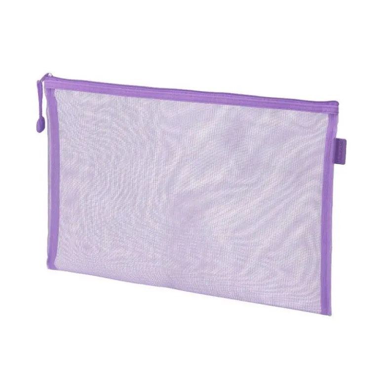 BOLSA ZIPPER BAG LIDERPAPEL POLIESTER TRANSPIRABLE MULTIUSOS DIN A5 MORADO PASTEL