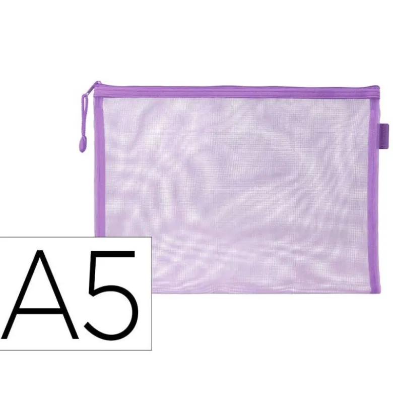 BOLSA ZIPPER BAG LIDERPAPEL POLIESTER TRANSPIRABLE MULTIUSOS DIN A5 MORADO PASTEL