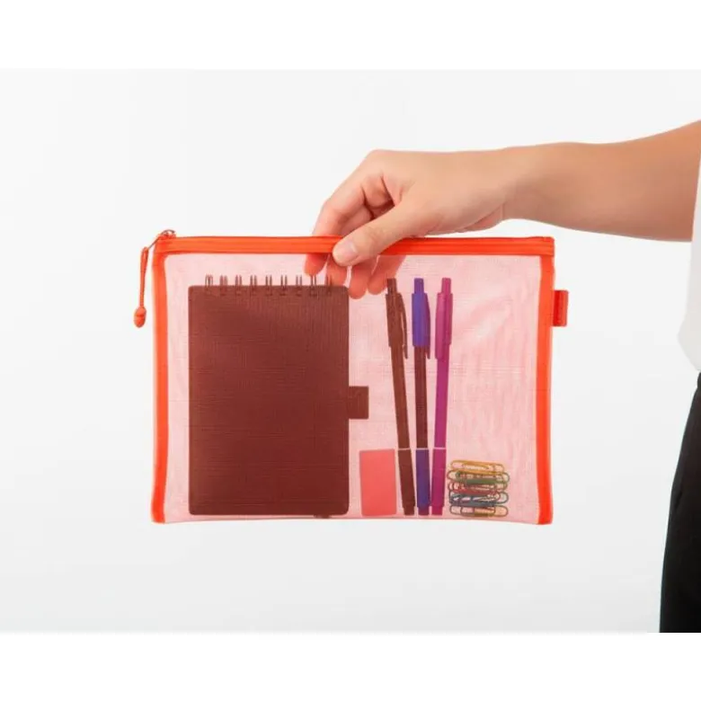 BOLSA ZIPPER BAG LIDERPAPEL POLIESTER TRANSPIRABLE MULTIUSOS DIN A5 NARANJA