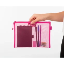 BOLSA ZIPPER BAG LIDERPAPEL POLIESTER TRANSPIRABLE MULTIUSOS DIN A5 ROSA