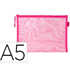 BOLSA ZIPPER BAG LIDERPAPEL POLIESTER TRANSPIRABLE MULTIUSOS DIN A5 ROSA