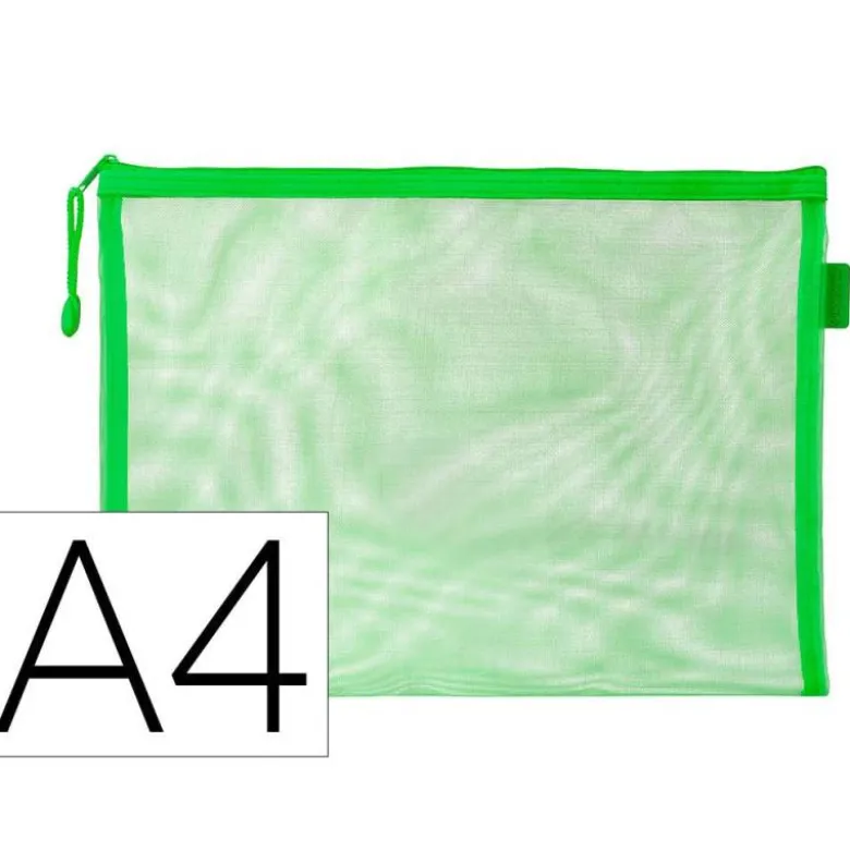 BOLSA ZIPPER BAG LIDERPAPEL POLIESTER TRANSPIRABLE MULTIUSOS DIN A4 VERDE PASTEL