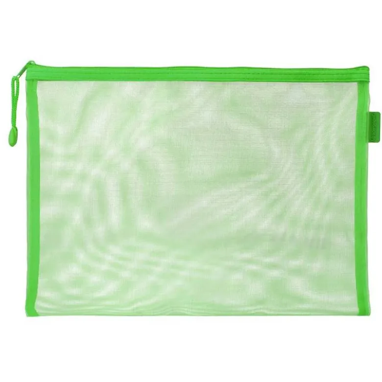 BOLSA ZIPPER BAG LIDERPAPEL POLIESTER TRANSPIRABLE MULTIUSOS DIN A4 VERDE PASTEL