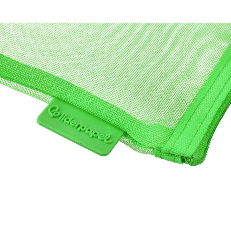 BOLSA ZIPPER BAG LIDERPAPEL POLIESTER TRANSPIRABLE MULTIUSOS DIN A4 VERDE PASTEL
