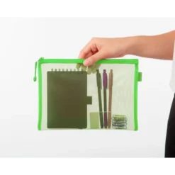 BOLSA ZIPPER BAG LIDERPAPEL POLIESTER TRANSPIRABLE MULTIUSOS DIN A5 VERDE PASTEL