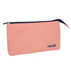 BOLSO ESCOLAR PORTATODO MILAN 1918 COLLECTION 3 CREMALLERAS Y 5 COMPARTIMENTOS ROSA 215X35X125 MM