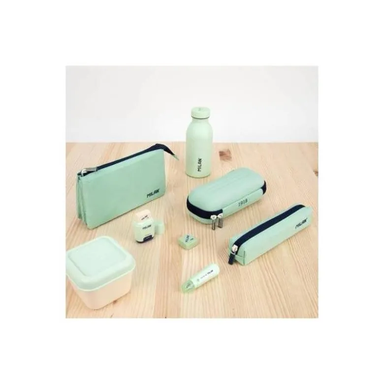 BOLSO ESCOLAR PORTATODO MILAN 1918 COLLECTION 3 CREMALLERAS Y 5 COMPARTIMENTOS VERDE 215X35X125 MM