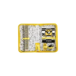 BOLSO PORTATODO CON CREMALLERA MINIONS CON LIBRETA GOMA SACAPUNTAS Y LAPICES COLORES