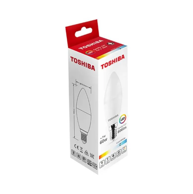 BOMBILLA LED TOSHIBA C37 E27 5W 3000K LUZ FRIA