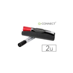 Borrador Magnetico Q-Connect + Rotulador color negro y rojo para pizarra blanca