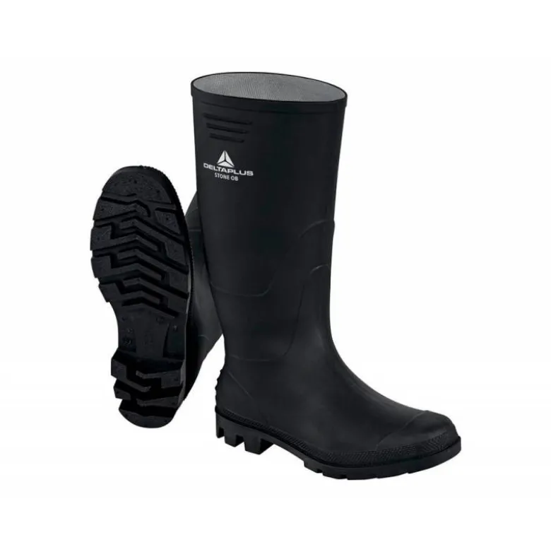 BOTAS DELTAPLUS DE SEGURIDAD STONE PVC NEGRO SUELA DE TACOS TALLA 38