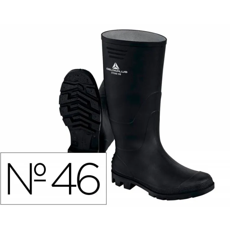 BOTAS DELTAPLUS DE SEGURIDAD STONE PVC NEGRO SUELA DE TACOS TALLA 46