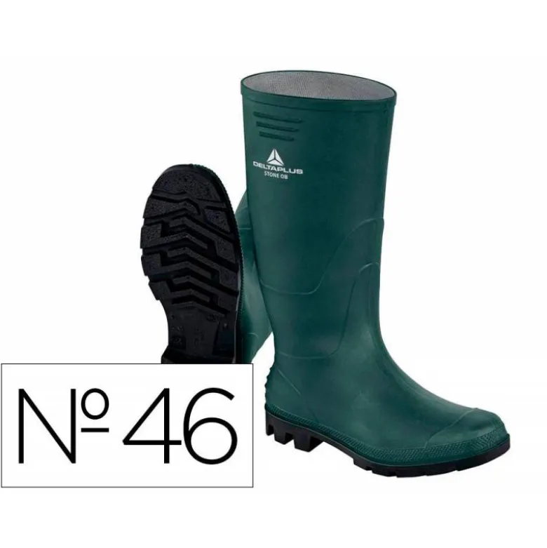 BOTAS DELTAPLUS DE SEGURIDAD STONE PVC VERDE SUELA DE TACOS TALLA 46
