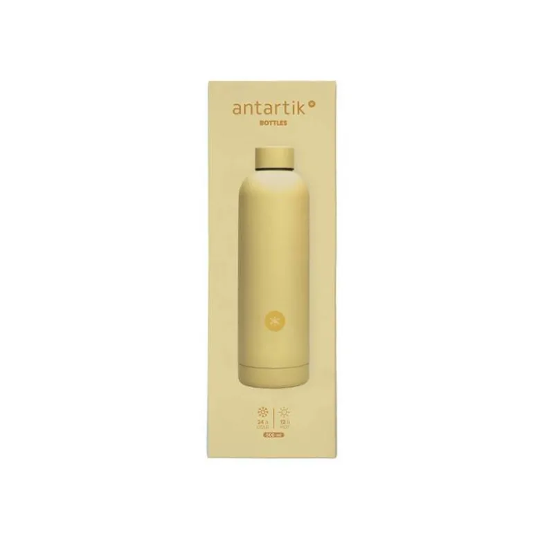 BOTELLA PORTALIQUIDOS ANTARTIK ISOTERMICA ACERO INOXIDABLE LIBRE DE BPA COLOR AMARILLO 500 ML