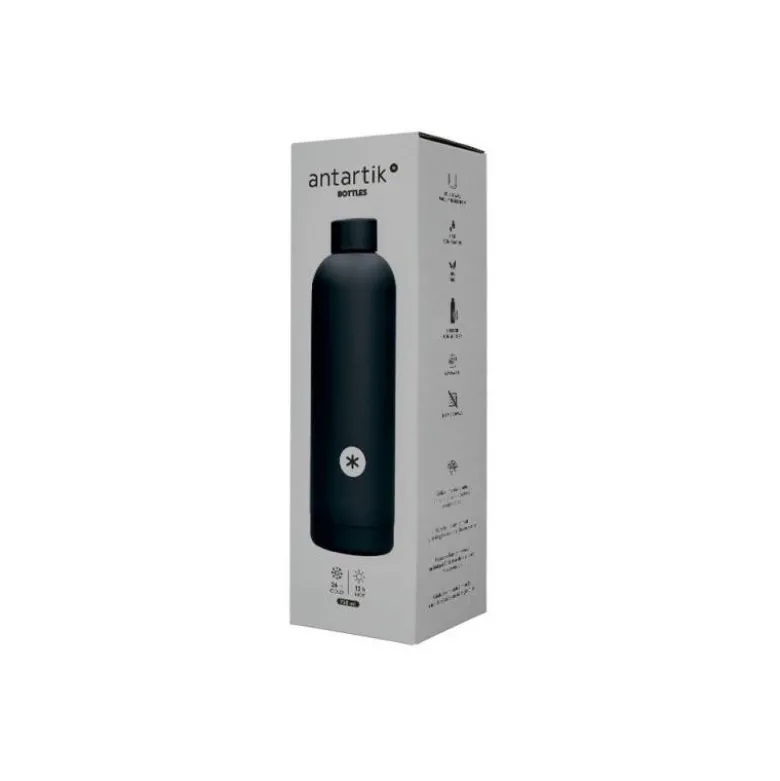 BOTELLA PORTALIQUIDOS ANTARTIK ISOTERMICA ACERO INOXIDABLE LIBRE DE BPA COLOR NEGRO 750 ML