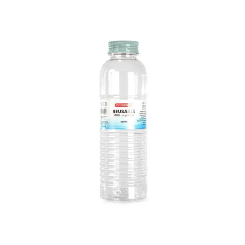 BOTELLA PORTALIQUIDOS PLASTICFORTE RIO PLASTICO RECICLABLE 100% TRANSPARENTE 550 ML