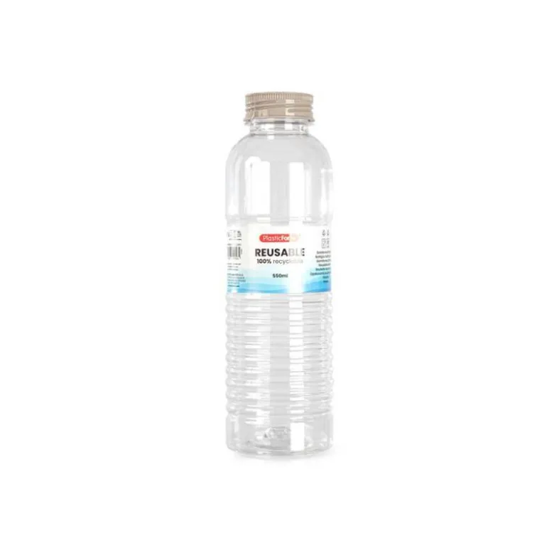 BOTELLA PORTALIQUIDOS PLASTICFORTE RIO PLASTICO RECICLABLE 100% TRANSPARENTE 550 ML