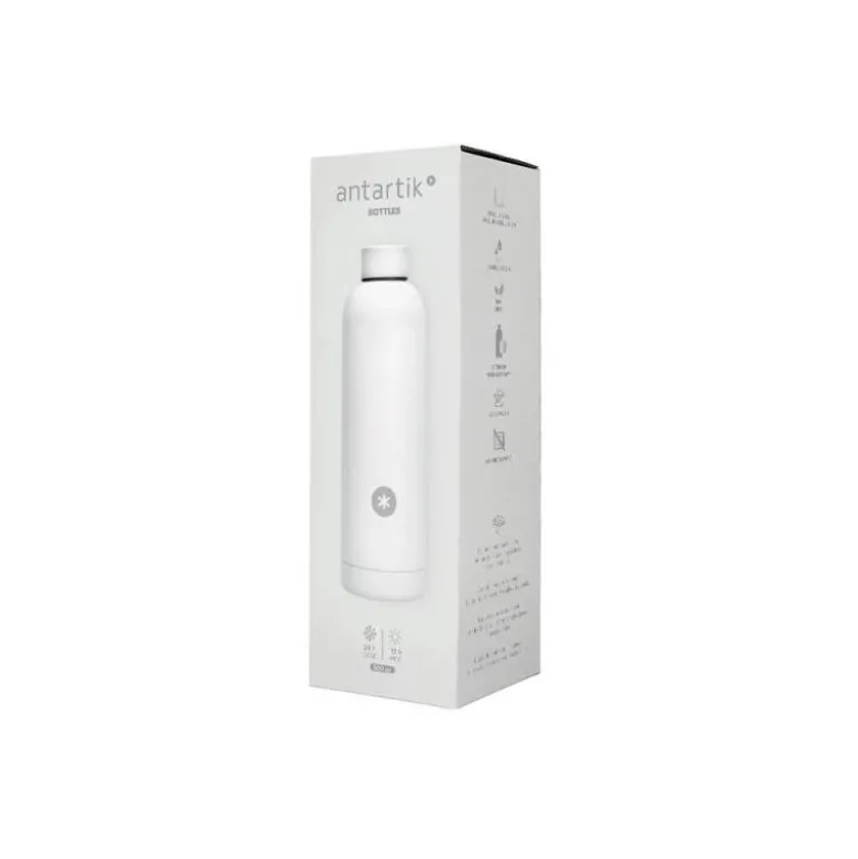 BOTELLA PORTALIQUIDOS ANTARTIK ISOTERMICA ACERO INOXIDABLE LIBRE DE BPA COLOR BLANCO 500 ML