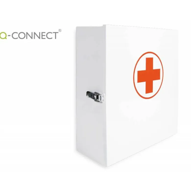 BOTIQUIN Q-CONNECT METALICO 4 COMPARTIMENTOS VACIO PRIMEROS AUXILIOS 330X360X120 MM