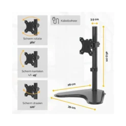 BRAZO PARA MONITOR FELLOWES SERIE PROFESSIONAL AJUSTABLE ALTURA 1 PANTALLA SERIE BRAZO HORIZONTAL NORMATIVA VESA